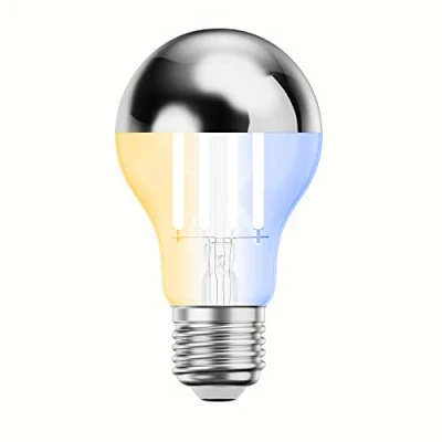 Abbildung von ledscom.de E27 LED Leuchtmittel, A60, warmweiß kaltweiß (2700 7000 K), 4,8 W, 486lm, Smart Home, WLAN, Alexa, Kopfspiegel (silber), Glühbirne, Sockel, Energie Sparlampe, Classic, Bulb