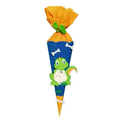 Abbildung von Ursus 9860004 Schultüte Bastelset Mini, Dino, sechseckig, Höhe ca. 41 cm, Duchmesser 15 inklusive Bastelanleitung und Vorlagebogen, zum Selbstbasteln, ideal für die Einschuluung