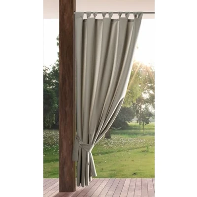Abbildung von Eurofirany Garden Outdoorvorhäng mit Schlaufenschal 1 STK. Abnehmbaren Schlaufen, Sonnenschutz Sichtschutz Winddicht Wasserdicht Vorhäng für Pavillon Terrasse Pergola, 155x220 cm, Cappuccino