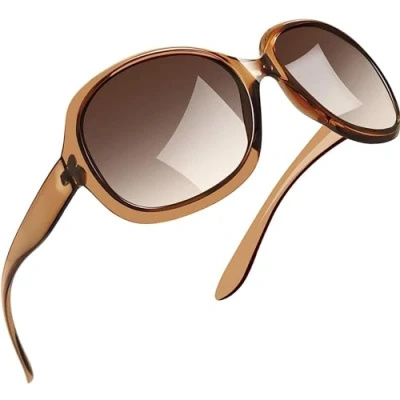 Abbildung von Joopin Übergroße Sonnenbrille Damen Polarisiert Braun UV400 und Trendy Klassisch Vintage Sonnenrille Groß für Fahren Reisen (Hellbraun)