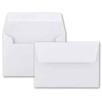 Abbildung von 100x Brief Umschläge B6 Weiß 12,5 x 17,5 cm Haftklebung 120 g/m² breite edle Verschluss Lasche hochwertige Einladungs