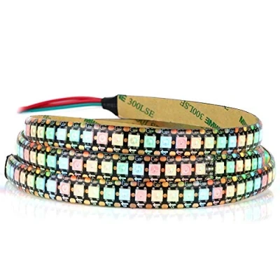 Abbildung von RGB LED Streifen WS2812B 3,3 Fuß 144 Pixel/m flexibel Schwarz PCB Traumfarbstreifen IP65 Wasserdichtes DIY Projekt (5 V)