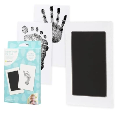Abbildung von Pearhead Newborn Baby Handprint Or Footprint Clean Touch Ink Pad Kit, Print, Keepsake, Black, 2 Uses, Small Size