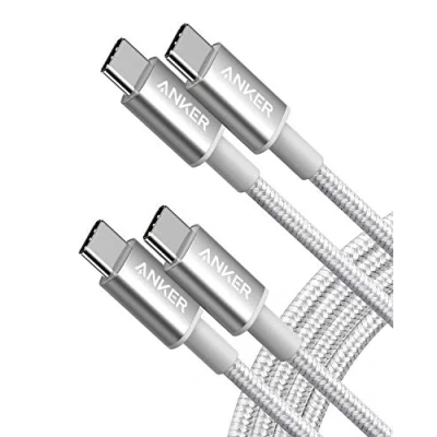 Abbildung von Anker New Nylon USB C auf Ladekabel 1,8m Länge, Doppelpack, mit Power Delivery für MacBook Pro 2020, iPad Pro, Galaxy S20, Switch, Pixel, LG und Ladegeräte (Silber)