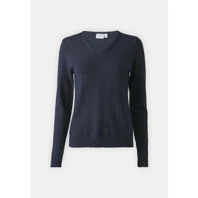 Abbildung von VILA Vneck Strickpullover, Damen, Größe: XS, Total eclipse