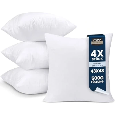 Abbildung von Utopia Bedding 4er Set Kissenfüllung 43 x cm, Innenkissen Füllkissen Kopfkissen Sofakissen (Weiß)