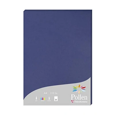 Abbildung von Clairefontaine 24284C Packung mit 25 Karten Pollen 210g, DIN A4, 21 x 29,7cm, Königsblau