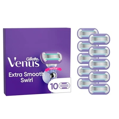 Abbildung von Gillette Venus Deluxe Smooth Swirl Rasierklingen für Rasierer Damen, 10 Ersatzklingen Damenrasierer mit 5 fach Klinge, eine länger anhaltende, glatte Rasur