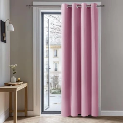 Abbildung von Deconovo Verdunkelungsgardinen mit Ösen Thermogardine Kälteschutz Gardinen Blickdicht, 240x140 cm(HöhexBreite), Rosa, 1 Stück