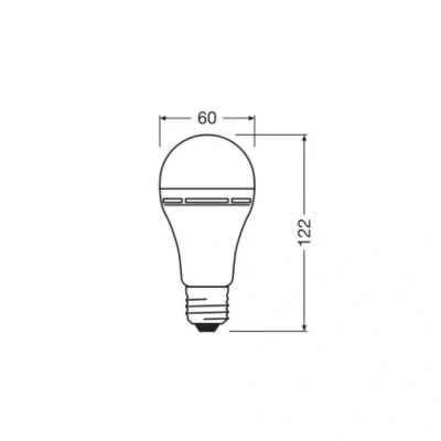 Abbildung von OSRAM LED Camping Lampe mit integriertem wiederaufladbaren Akku. hell wie herkömmliche 60W Lampen. kaltweißes Licht (4000K). ideal auch für Garten oder als Notfallbeleuchtung
