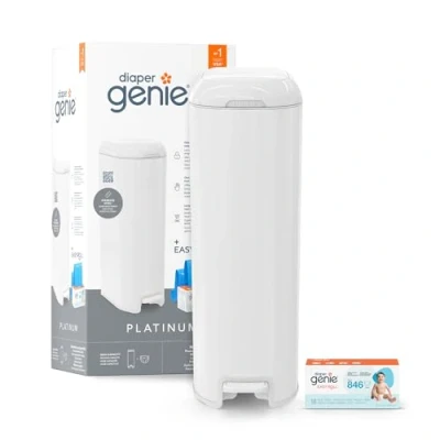 Abbildung von Diaper Genie Platinum Edelstahl Windeleimer mit Fußpedal, neuartiges System abreißbaren Beuteln