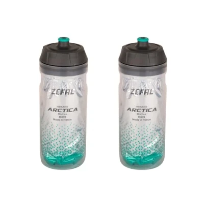 Abbildung von ZEFAL Pack Arctica 55 Doppelpack Fahrradflaschen 550ml Isotherme Fahrradflasche Geruchlos und wasserdicht BPA freie Sportflasche, Silber/Karibikgrün