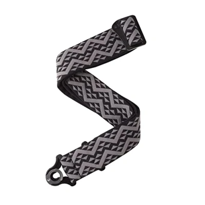 Abbildung von D&#039;Addario Accessories Auto Lock Gitarrengurt mit Verschluss Locking Guitar Strap Schwarz &amp; Grau Geometrisch, Gepolstert