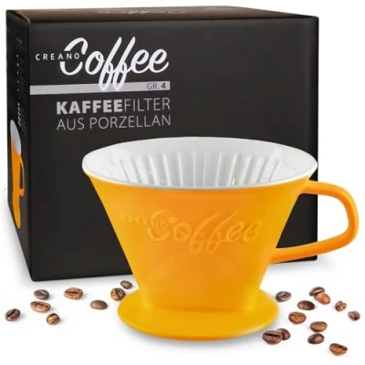 Abbildung von Creano Porzellan Kaffeefilter Filter Größe 4 für Filtertüten Gr. 1x4 Safrangelb