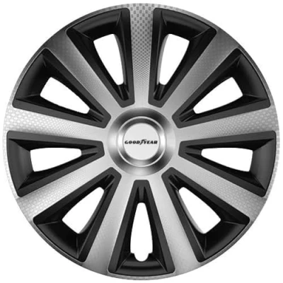 Abbildung von Goodyear Auto Radzierblenden Radkappen Radblenden „Memphis Carbon“, 4er Set, 38.10 cm (15 Zoll), Schwarz/Silber