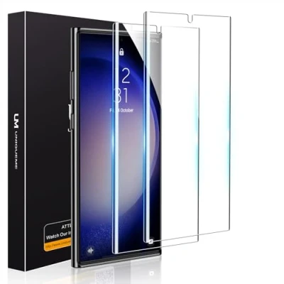 Abbildung von UniqueMe Panzerfolie für Samsung Galaxy S22 Ultra/S23 Ultra Schutzfolie, 2 Stück 7H Displayschutz [Nicht enthalten Montagepositionierer]