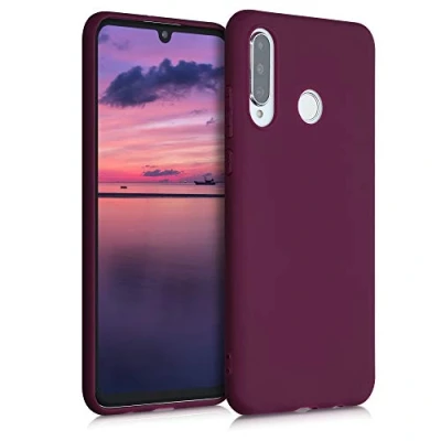 Abbildung von kwmobile Hülle kompatibel mit Huawei P30 Lite weiches TPU Silikon Case Cover geeignet für kabelloses Laden Bordeaux Violett