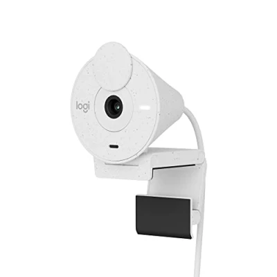 Abbildung von Logitech Brio 300 Full HD Webcam mit Sichtschutz, Mikrofon Rauschunterdrückung, USB C, Zertifiziert für Zoom, Microsoft Teams, Google Meet, Streaming, Automatische Lichtkorrektur Weiß