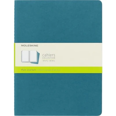 Abbildung von Moleskine Cahier Journal (3er Set Notizbücher mit blanko Seiten, Kartoneinband und Baumwollstickerei, Extra Large 19 x 25 cm, 120 Seiten), Lebhaftes Blau
