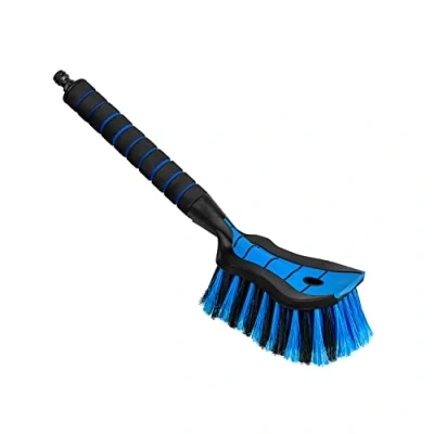 Abbildung von ToM PaR Auto Waschbürste I Wasser Bürste mit Schlauchanschluss Autowaschbürste Wasseranschluss Dicht angeordnete Borsten Komfortabler Griff Länge: 44 cm Blau