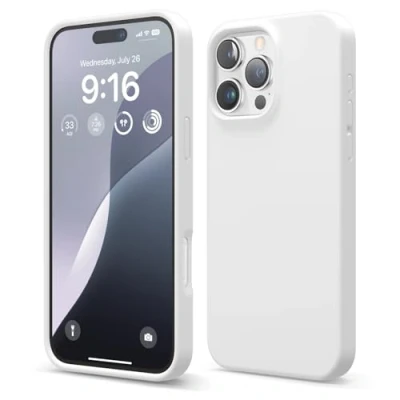 Abbildung von elago Premium Liquid Silikon Hülle Kompatibel mit iPhone 16 Pro Max Hülle, Ganzkörper Handyhülle, Stoßfest, Schlanke Kratzfester weicher Mikrofaser Innenfutter, 6.9 Zoll (Weiß)