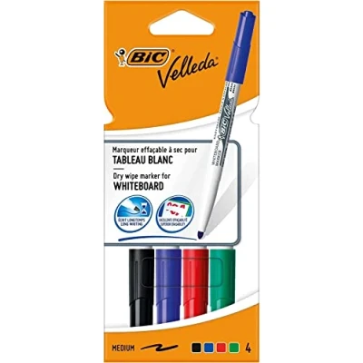 Abbildung von BIC 1741 Whiteboard Marker Velleda (Rundspitze, Strichstärke 1,4 mm, 4 fach sortiert) Beutel à Stück