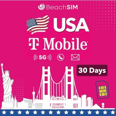 Abbildung von beachSIM T Mobile USA SIM unlimitierte Daten &amp; Telefonie SMS (USA 30 Tage)