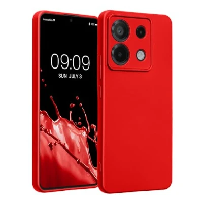 Abbildung von kwmobile Handyhülle kompatibel mit Xiaomi Redmi Note 13 Pro 5G / Poco X6 Hülle weiche Silikon Case metallisch schimmernd in Metallic Dunkelrot