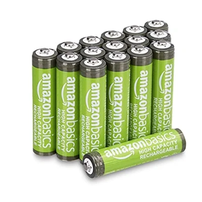 Abbildung von Amazon Basics AAA Batterien mit hoher Kapazität, 850 mAh, wiederaufladbar, vorgeladen, 16 Stück