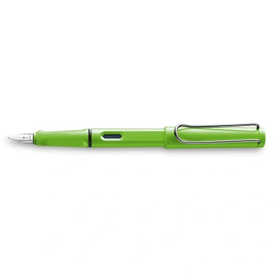 Abbildung von Lamy safari green Füller Füllhalter mit ergonomischem Griff &amp; polierter Stahlfeder in Strichbreite B robuster ASA Kunststoff inkl. Tintenpatrone T 10 blau Rechtshänder