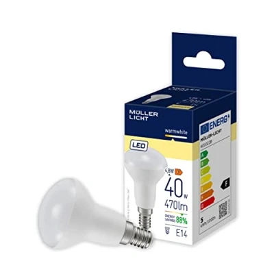 Abbildung von Müller Licht Essentials LED Lampe Reflektor E14, warmweißes (2700K), 4,8W ersetzt 40W, 470lm, Weiß