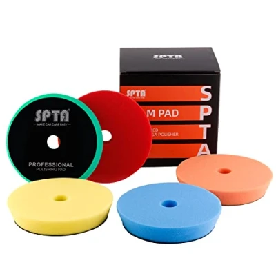Abbildung von SPTA 5tlg 125mm Polierschwämme Wachs Schwämme Polierschwamm Auto Polierpad Polieren Pad Schwamm Polierschaum Set für Exzenter Poliermaschine Schleifmaschine