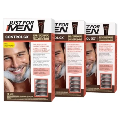 Abbildung von Just For Men Control GX Bartwäsche, Schnurrbart und Bart Färbe, Farbe, Tönung, Bartfarbe, Reduziert Mit Jeder Wäsche Weiße Barthaare, Natürliche Ergebnisse Alle Bartfarben, 118 ml (3x ml)