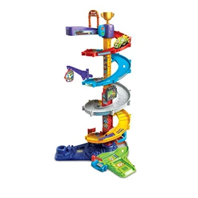 Abbildung von VTech Tut Baby Flitzer 2 in 1 Turboturm Großes Turm Spielset mit Aufbaumöglichkeiten, Turborenner, Weichen, Falltür u. v. m. Für Kinder von 5 Jahren