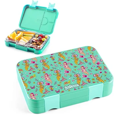 Abbildung von Jarlson® Brotdose Kinder mit Fächern TONI Lunchbox Bento Box auslaufsicher Jausenbox für Kindergarten und Schule Mädchen Jungen Vesperbox Snackbox (Meerjungfrau 2.0)