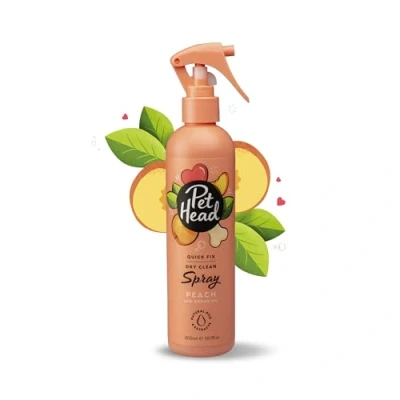 Abbildung von PET HEAD Fellspray für Hunde 300 ml, Quick Fix, Pfirsichduft, Desodoriert, Pflegt und beruhigt das Fell Ihres Hundes, Hypoallergen, pH neutral, Vegan &amp; tierversuchsfrei, Sanfte Formel Welpen