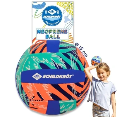 Abbildung von Schildkröt Unisex Erwachsene Neopren Mini Beachvolleyball, Größe 2, Ø 15 cm, griffige Textile Oberfläche, salzwasserfest, ideal für kleine Kinderhände, 970342, Blau Gelb Grau, 2