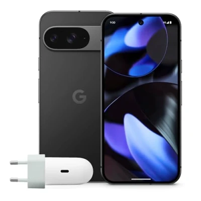 Abbildung von Google Pixel 9 mit 45 W USB C Ladegerät Android Smartphone Gemini ohne SIM Lock, erweiterte Kamerafunktion, 24 Stunden Akkulaufzeit und EIN 6,3 Zoll großes Actua Display Obsidian, 128GB