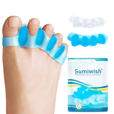 Abbildung von Sumiwish Zehentrenner, 4 Paar weiche Gel Zehenabstandshalter zur Korrektur von Ballenzehen, Zehenstrecker therapeutischen Linderung Plantarfasziitis, Hammerzehen, Krallenzehen