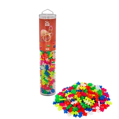 Abbildung von Plus 9604186 Mini Tiere Geniales Konstruktionsspielzeug, Tube Neon Mix, Bausteine Set, 240 Teile, bunt, Pieces