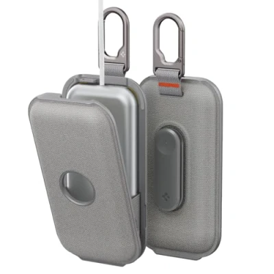 Abbildung von Spigen Klasden Akkutasche mit Gürtelclip für Apple Visio Pro Tragbare Hülle und Karabiner Batteriepack Akkuhalterung Charcoal Gray