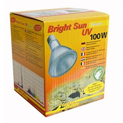 Abbildung von Lucky Reptile Bright Sun UV Desert 100 W Metalldampflampe für E27 Fassungen Terrarium Lampe mit Tageslichtspektrum Wärmelampe UVA &amp; UVB Strahlung Wüstenreptilien