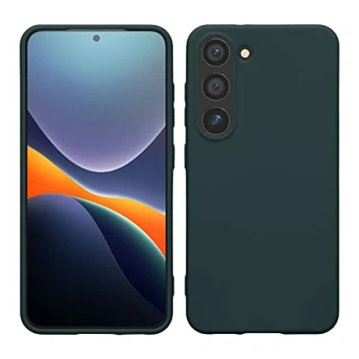 Abbildung von kwmobile Hülle kompatibel mit Samsung Galaxy S23 TPU Silikon Handyhülle Case stoßabsorbierend flexibel Kabelloses Laden Dunkler Schiefer