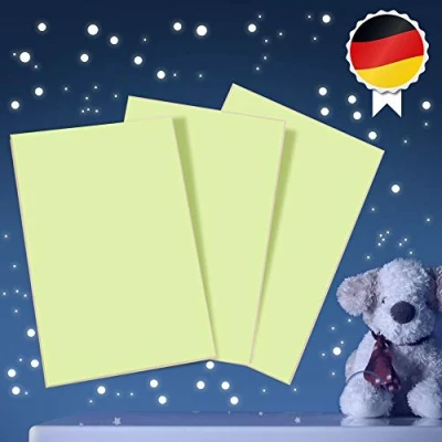Abbildung von fluoreszierende Folie 3 Stück 17x11cm Aufkleber selbstklebend, Leuchtsticker, Leuchtende Kinderzimmer