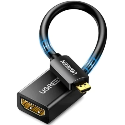 Abbildung von UGREEN 4K 60Hz Micro HDMI auf Adapter 3D 1080P Typ D A Adapterkabel kompatibel mit Raspberry Pi 5/4, Alpha 7R Kamera usw. Schwarz(20cm)