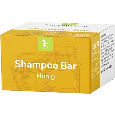 Abbildung von GREENDOOR Shampoo Bar Honig 75g, festes mildes Haarshampoo ohne Palmöl/Silikone/Sulfate, Naturkosmetik mit Bio Sheabutter/Aloe Vera, natürliche Haarpflege für trockenes Haar Damen und Herren