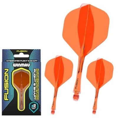 Abbildung von WINMAU Fusion Fluor Orange Mittelstufe Integriertes Dartflug und Schaftsystem 1 Set pro Packung (insgesamt 3 Flug Schäfte)