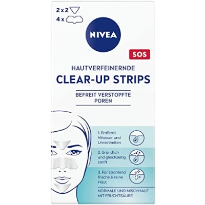Abbildung von NIVEA hautverfeinernde Clear Up Strips (6 Stück), Reinigungs für das Gesicht mit Fruchtsäure, entfernen Mitesser und Unreinheiten