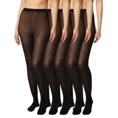 Abbildung von FM London (5er Pack) Strumpfhose für Damen Bequeme Damenstrumpfhose mit Stretch Fit Design 40 Denier Black Tights, Nude Tights &amp; Navy robuster Konstruktion