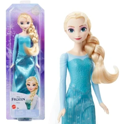 Abbildung von Mattel Disney Die Eiskönigin Elsa Puppe, kämmbare blonde Haare, beweglich, ausziehbare Schuhe, Geschenke, Spielzeug ab 3 Jahre, HLW47